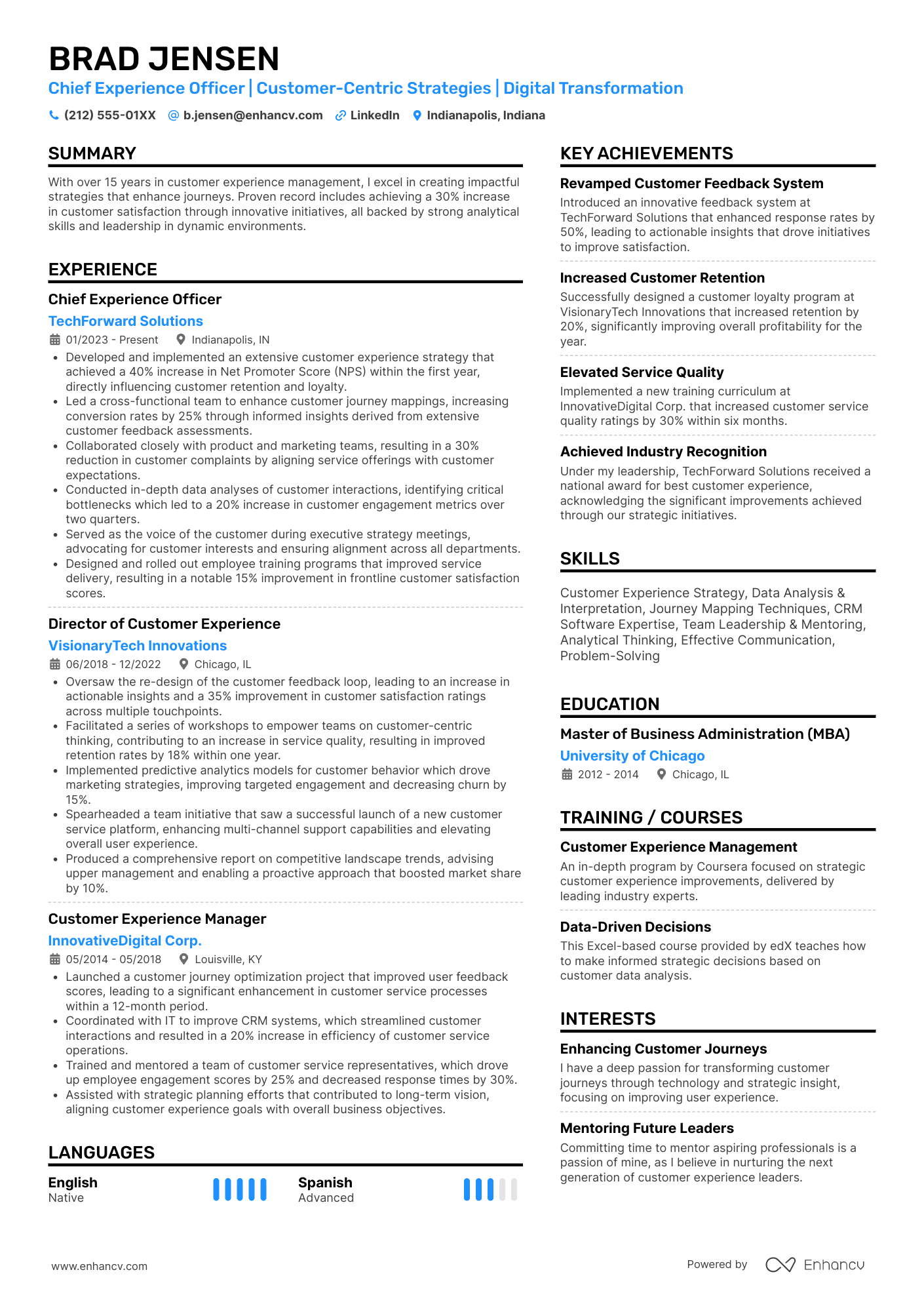 Two-Column resume template preview